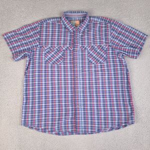 Outdoor Life Shirt Mens XXL Blue Red Plaid Short Sleeve Pockets Cotton USA‎